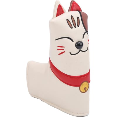 Kat Geluks Golfclub Hoes PU Leer Putter Blad Headcover Magnetische Sluiting L-Type white