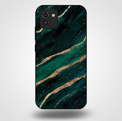 Smartphonica Telefoonhoesje voor Samsung Galaxy A03 met marmer opdruk - TPU backcover case marble design - Groen Goud geschikt voor Samsung Galaxy A03