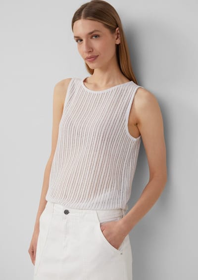 T-shirt Top van luchtig jersey met ronde hals dames s.Oliver