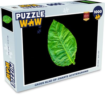 Puzzel Groen blad op zwarte achtergrond - Legpuzzel - Puzzel 1000 stukjes volwassenen