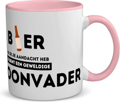 Akyol - bier, nu ik je aandacht heb je bent een geweldige schoonvader koffiemok - theemok - roze - Papa - schoonvader - vader cadeautjes - vaderdag - verjaardagscadeau - verjaardag - cadeau - geschenk - kado - gift - vader artikelen - 350 ML inhoud