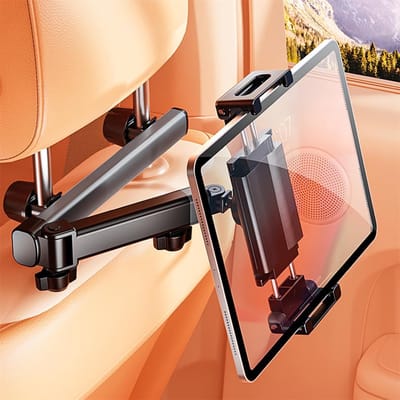 Ynkkvre -Tablet Houder - Auto Tabletstandaard - 360-Graden Roterend En Verstelbaar Voor Optimale Positionering Tussen Stoelen Of Dichterbij De Passagier - 1 - Zwart