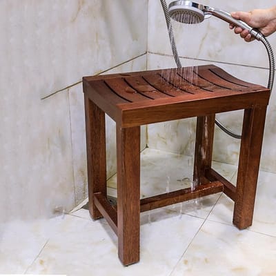 Houten douchebank - Badkamer kruk - Veilig douchen - Antislip oppervlak - Rechthoekig - Houtkleur