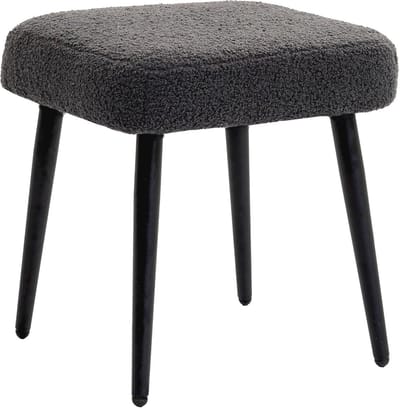 Vierkante Zithocker met Kasjmier-Optiek voor Woonkamer en Slaapkamer - Donkergrijs