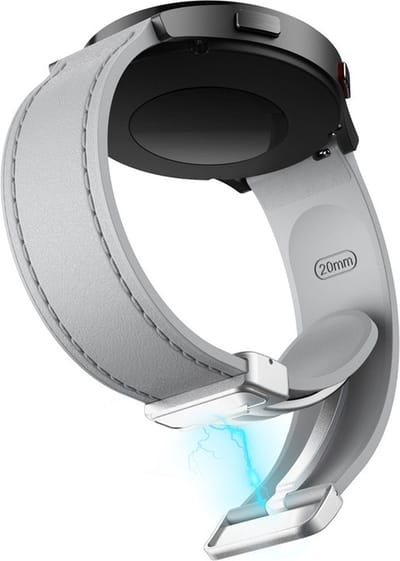 Hybride siliconen-leren bandje - geschikt voor Garmin Venu (2 Plus) / Venu SQ (2) / Vivomove (Style - Sport) / Vivoactive 3 / 5 / 6 / Forerunner 55 / 165 / 245 / 645 / 570 - 42mm - grijs