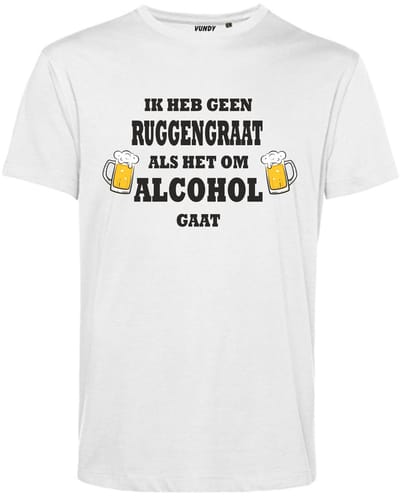 T-shirt Ik heb geen Ruggengraat als het om Alcohol gaat | Oktoberfest dames heren | Carnavalskleding heren dames | Foute party | Wit | maat XS