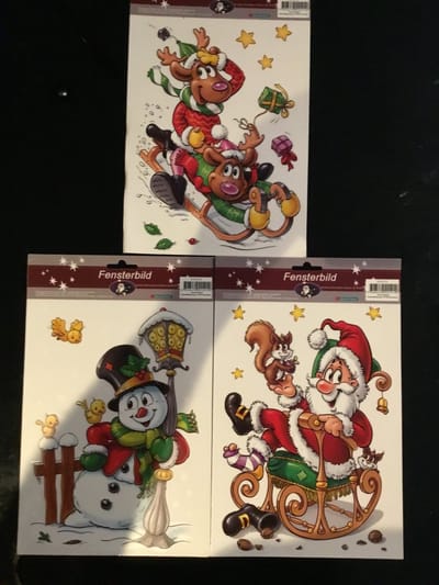 Set van 3 Raamstickers KERSTTHEMA - 20*27cm