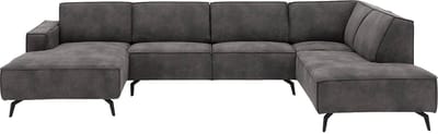 Goossens Hercules Hoekbank - Kunstleer - Grijs - 355 x 82 x 217 cm - Rechts