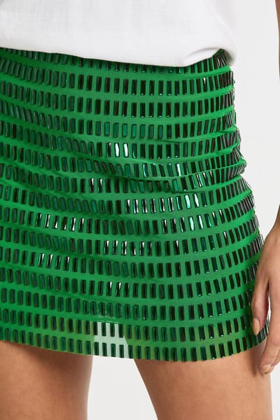 boohoo Dames Hotfix Mini Rok | Green | Maat: 6