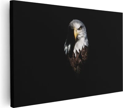 Artaza Canvas Schilderij Arend - 30x20 cm - Klein - Wanddecoratie Dierenkop - Muurdecoratie Vogel - Kamer Accessoires