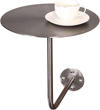 Moderne Vergadertafel - Ronde Cocktailtafel - Woonkamer Terras - Wandmontage Ontwerp - 40x40x45 cm - Roestvrij Staal
