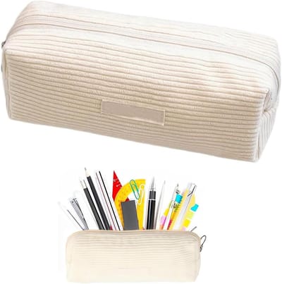 Corduroy Etui voor Meisjes en Tieners - Beige - Pennenetui - Schoolmateriaal - Verjaardagscadeaus