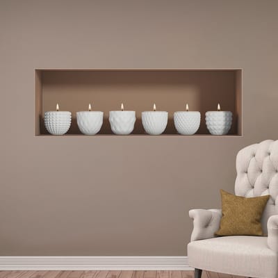3D Muurstickers, Muurstickers met 3D-effect, 6 Kaarsen - Zelfklevende 3D-stickers voor Slaapkamer/Woonkamer, Trompe l'oeil - 30x90cm