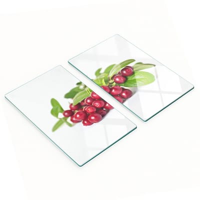 Set van twee decoratieve glazen keukenplanken in cranberrykleur, 2x30x52 cm