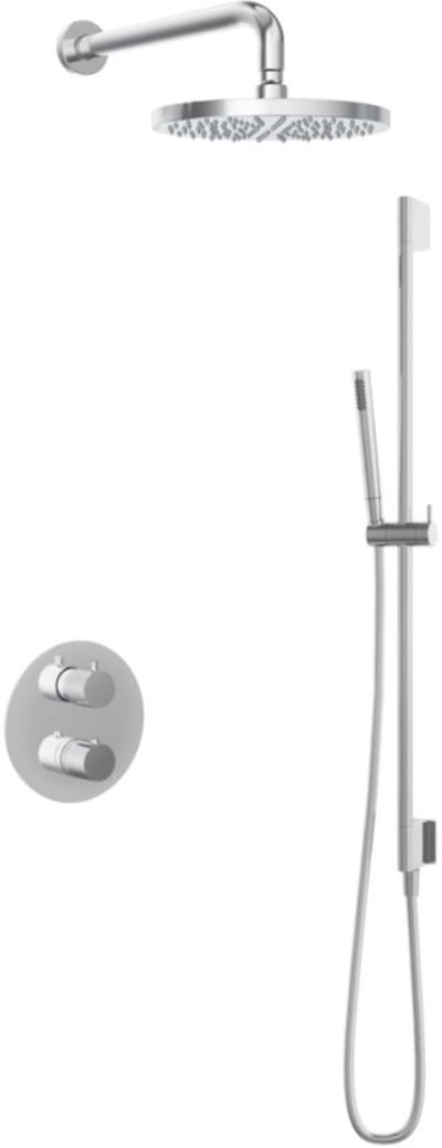 Hotbath Buddy - Inbouw Regendoucheset - Thermostatisch - Wandarm 35 cm - Hoofddouche 250 mm - Staafhanddouche - Glijstang 900 mm - met 2-Weg Stop-Omstel - Waterbesparend - V01