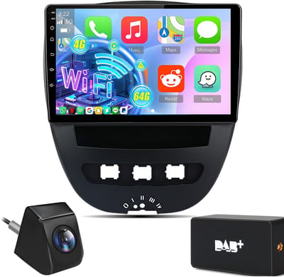 Cestovet Autoradio - Geschikt voor Peugeot 107, Toyota Aygo & Citroen C1 - Android 15 - 4+64GB - Apple Carplay & Android Auto - Achteruitrijcamera DAB++