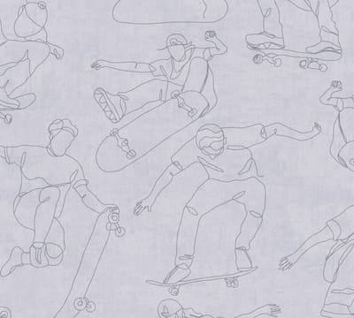 SKATEBOARDER BEHANG | Stoer - Grijs - A.S. Création Lilly & Luis