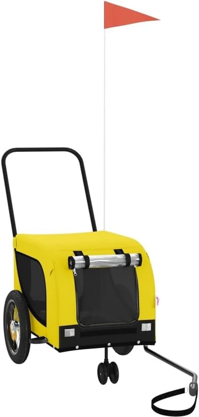 Hondenfietskar - Huisdier aanhanger - Veilig Transport - Waterafstotend - 124 x 53 x 53 cm - Geel en zwart