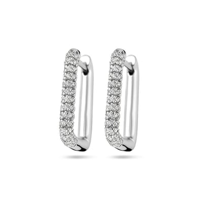 Zilver Gerhodineerd Klapoorringen Zirkonia 1338573