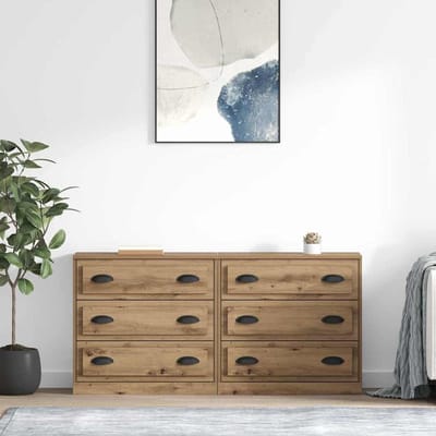 vidaXL - Dressoirs - 2 - st - Artisan - Eiken - 70 - x - 35,5 - x - 67,5 - cm - Bewerkt - hout