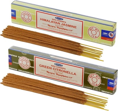 Satya Wierook cadeaus set - 2x geurstokjes - Jasmijn en Citronella geur - Meditatie