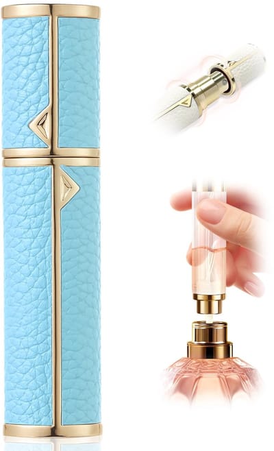 Magnetische luxe leren parfumverstuiver, navulbare sprayfles van 8 ml voor op reis, navulling in 5 seconden, geurbehoud van 3-5 dagen, ultradraagbaar voor handtassen