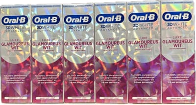 Oral-B Tandpasta 3DWhite Advanced Luxe Glamorous White - Voordeelverpakking 6 x 75 ml