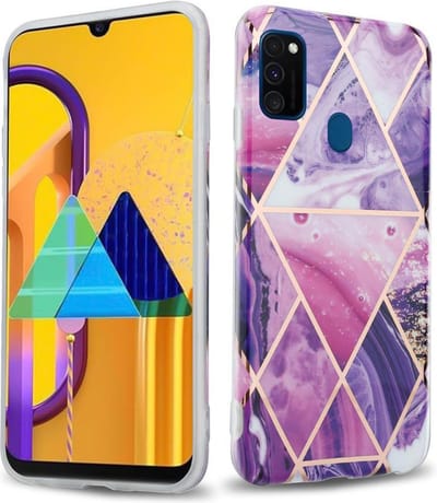 Cadorabo Hoesje geschikt voor Huawei P20 LITE 2018 / NOVA 3E in Paars Golf Marmer No. 14 - Beschermhoes gemaakt van TPU siliconen Case Cover met mozaïek motief