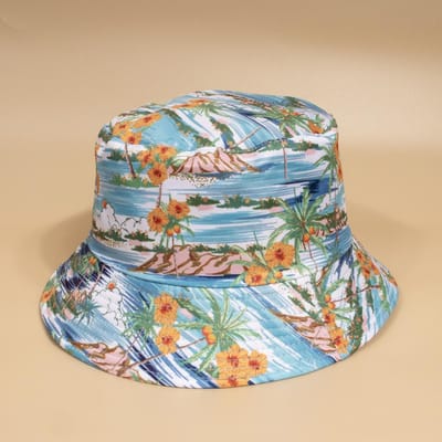 Unisex lente zomer vissershoed lichtgewicht casual pet kokosboompatroon buiten zonbescherming modeaccessoire white