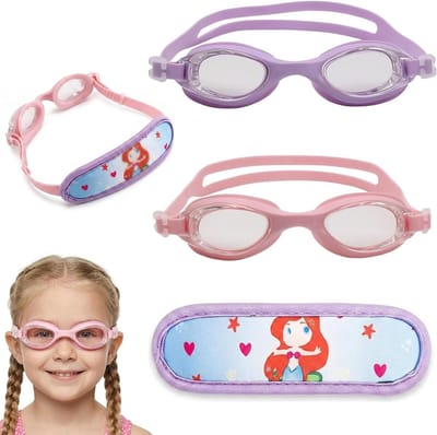 Pack of 2 Children's Swimming Goggles with Hair Protection Strap Diving Goggles 3-12 Years for Girls and Boys Anti-Fog - ShopVlot