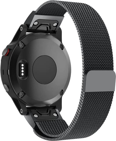 KELERINO. Milanees bandje geschikt voor Garmin Fenix 5 (Plus) 6 Pro / Sapphire / Forerunner 935/945 - Zwart