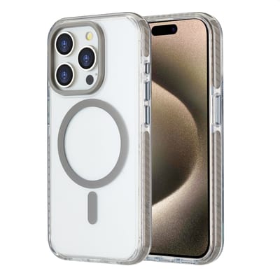 imoshion Hoesje - Geschikt voor iPhone 15 Pro - Combat geschikt voor MagSafe Backcover - Grijs