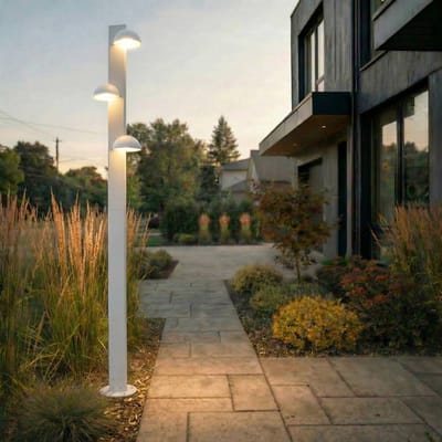 Lucande LED buitenlamp Velira, lichtgrijs, 220 cm, 3-lamps