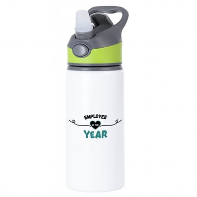 Hacebo® - employee of the year waterfles met rietje groen - Collega - werknemers - werknemer van het jaar - collega's - verjaardag - geschenk - kado - bedankje - water fles - 650ML