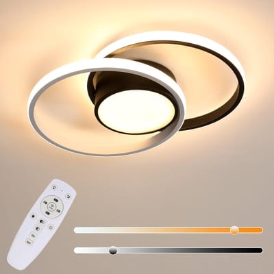 Dimbare dubbele cirkel wit/zwarte LED plafondlamp - met afstandsbediening - verstelbare en moderne verlichting
