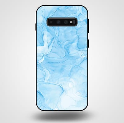 Smartphonica Telefoonhoesje voor Samsung Galaxy S10 Plus met marmer opdruk - TPU backcover case marble design - Lichtblauw geschikt voor Samsung Galaxy S10 Plus