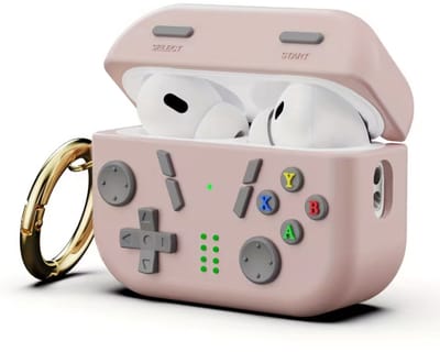 Mat roze cartoon hoesje voor oordopjes dames met game controller design en clip geschikt voor AirPods Pro 2 siliconen hardcase beschermhoes