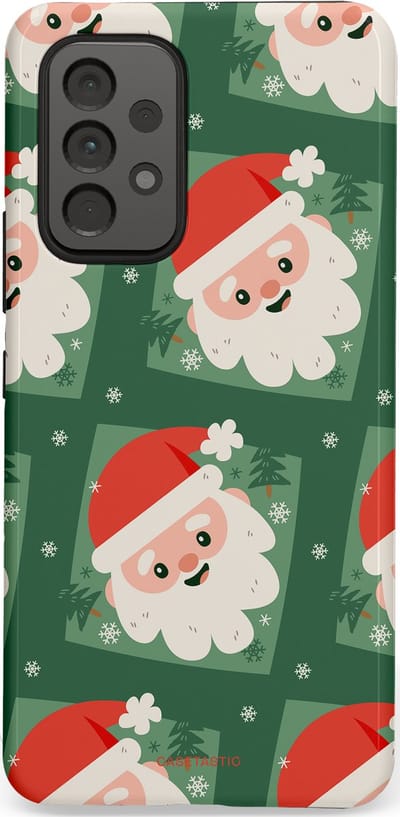 Casetastic hoesje geschikt voor Samsung Galaxy A53 (2022) 5G - Dubbellaagse bescherming - Kerstmannen in het bos - Fashion Case - Donkergroen Wit Terracotta Crème