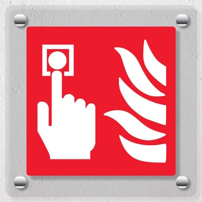 Veiligheid Brandalarm Symbool - Veiligheidspictogram Nooduitgang - Brandveiligheid Aangeven - Hoogglans Afwerking - 150 x 150 mm - Rood