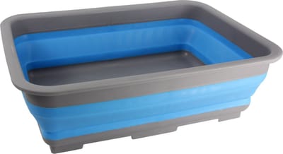 Opvouwbare afwasteil/afwasbak - grijs/blauw - kunststof - 37 x 28 - keuken - camping accessoires - 12 liter