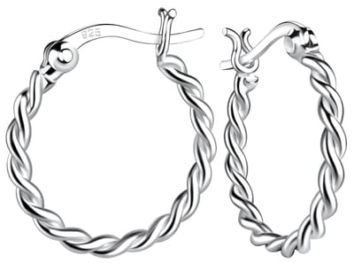Joy|S - Zilveren oorringen 18 mm / 2 mm - twisted / gedraaid - Franse sluiting