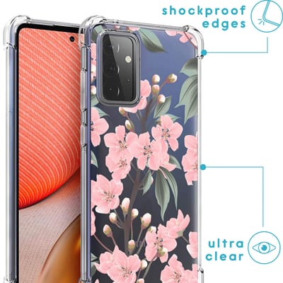 imoshion Hoesje - Geschikt voor Samsung Galaxy A72 - Design Hoesje met Koord - Cherry Blossom