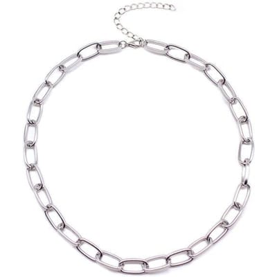 Punk Stijl Grote Dames Halsketting Grote Choker Hanger en Ketting Steampunk Sieraden Om de Hals Grunge Collares 45cm white