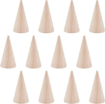 12 Stuks Houten Conische Ringhouders, Ring Displays voor Sieraden, Perfect voor Tentoonstellingen en Organisatie van Ringen, 25x49.5mm