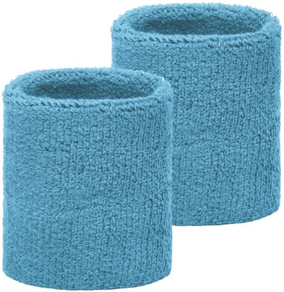 2x Zweetbandje - Polsbandje - Sweatbands - Sportbandjes - Wristbands - Badstof - Lichtblauw - Jonyx