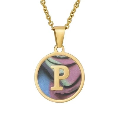 Aramat Jewels | Halskettingen | Stijlvolle Abalone Initiaal Ketting RVS | I | |1,5mm | Staal | Volwassenen | Verkleurd niet