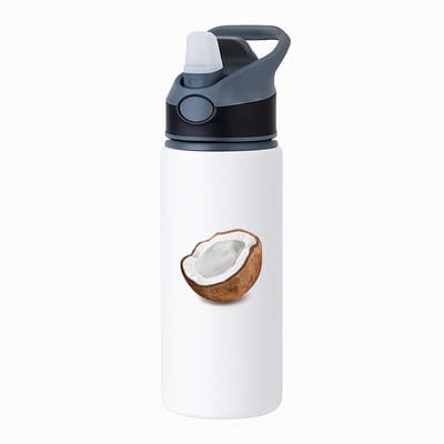 Hacebo® - Kokosnoot waterfles met rietje zwart - Fruitschaal - fruit liefhebbers - Kokos - vrucht - gezond eten - water fles - 650ML