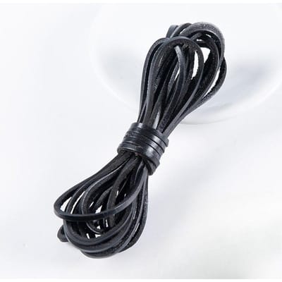 Corde en Cuir Tressé, Corde de Suspension en Cuir de Vache, Bracelet Collier, Matériaux Faits à la Main, Corde d'Accessoires de Bijoux DIY 3mm 5 meters noir