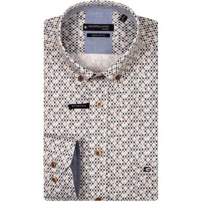 Giordano Overhemd Ivy Allover Dot Pattern Satin Stretch Button Down Oranje-Multi / male