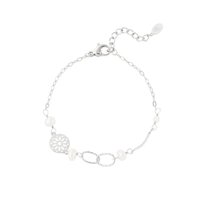 Armband Pearl Linked | RVS (verkleurt niet) | Zilverkleurig | Cadeau voor haar | Moederdag